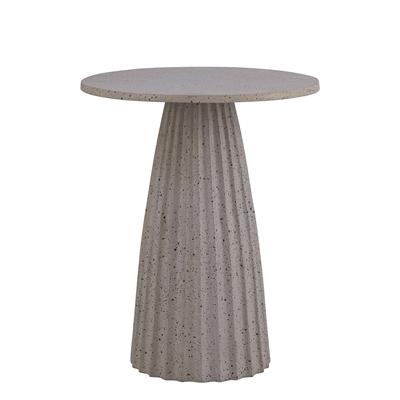 Beige Aluminum Side Table w/Chisel Texture Base Dia 17.8”- A - Beige