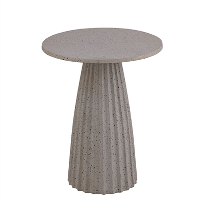 Beige Aluminum Side Table w/Chisel Texture Base Dia 17.8”- A - Beige - Imagen 2