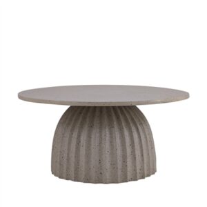 Beige Aluminum Coffee Table w/Chisel Texture Base Dia 23.5”-ST - Beige