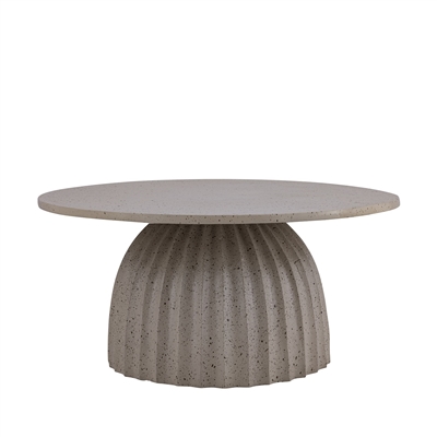 Beige Aluminum Coffee Table w/Chisel Texture Base Dia 23.5”-ST - Beige