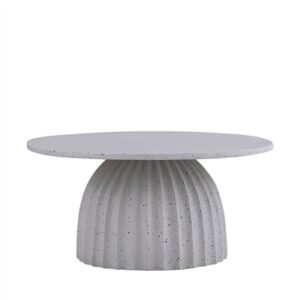 White Aluminum Coffee Table w/Chisel Texture Base Dia 27.5”- A - White