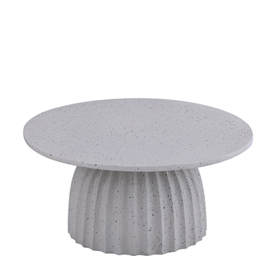 White Aluminum Coffee Table w/Chisel Texture Base Dia 27.5”- A - White - Imagen 2