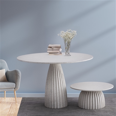 White Aluminum Coffee Table w/Chisel Texture Base Dia 27.5”- A - White - Imagen 6