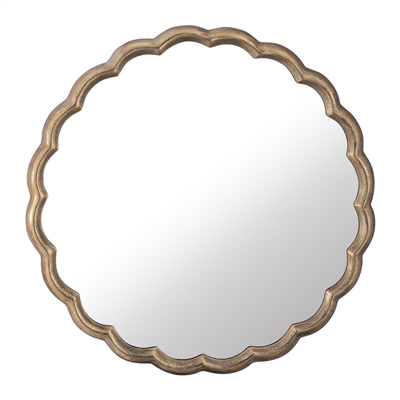 Cast Aluminum Wave Mirror Large-ST - BRASS ANTIQUE