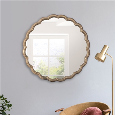 Cast Aluminum Wave Mirror Large-ST - BRASS ANTIQUE - Imagen 6