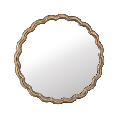 Cast Aluminum Wave Mirror Medium-ST - BRASS ANTIQUE