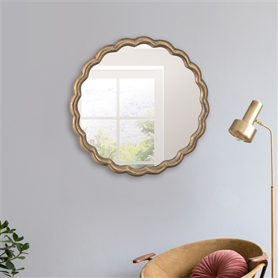 Cast Aluminum Wave Mirror Medium-ST - BRASS ANTIQUE - Imagen 6