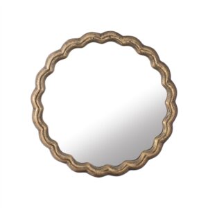 Cast Aluminum Wave Mirror Small-ST - BRASS ANTIQUE
