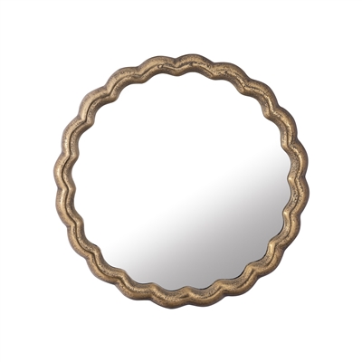 Cast Aluminum Wave Mirror Small-ST - BRASS ANTIQUE