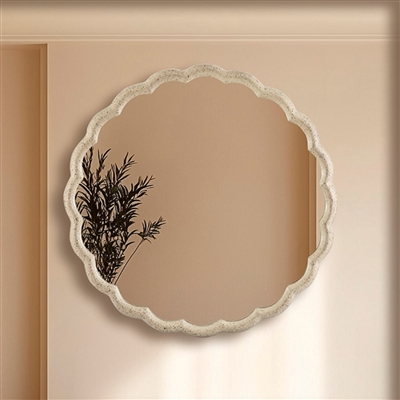 Cast Aluminum Wave Mirror Lg- A - BRASS ANTIQUE - BRASS ANTIQUE - Imagen 6