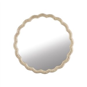 Cast Aluminum Wave Mirror Med- A - BRASS ANTIQUE - BRASS ANTIQUE