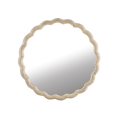 Cast Aluminum Wave Mirror Med- A - BRASS ANTIQUE - BRASS ANTIQUE