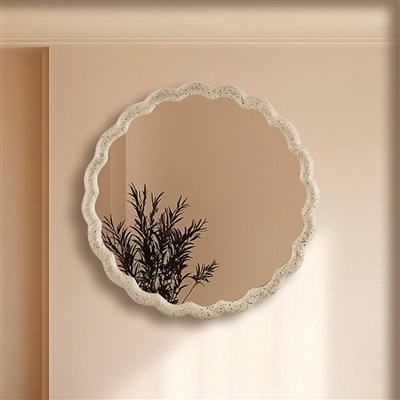 Cast Aluminum Wave Mirror Med- A - BRASS ANTIQUE - BRASS ANTIQUE - Imagen 6