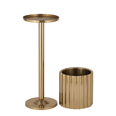 Gold Steel Ice Bucket Stand Only large - Gold - Imagen 2