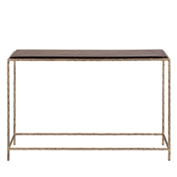 Recycled Glass Top Console w/Iron Stand Lg - Brass