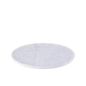 Large White Marble Round Platter- A - White