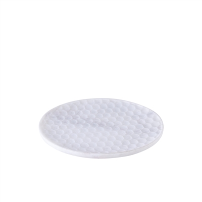 Medium White Marble Round Platter- A - White