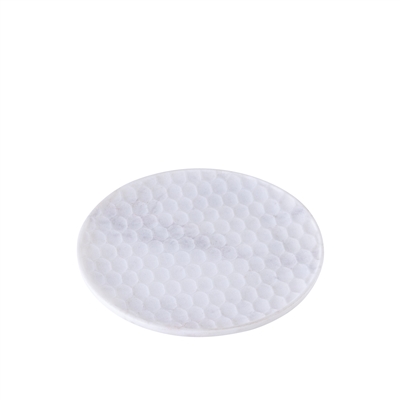 Medium White Marble Round Platter- A - White - Imagen 2