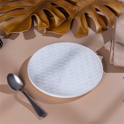 Medium White Marble Round Platter- A - White - Imagen 4