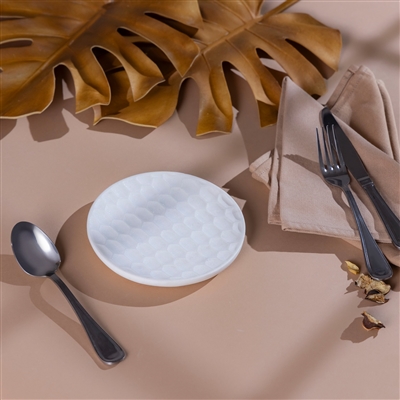 Small White Marble Round Platter- A - White - Imagen 4
