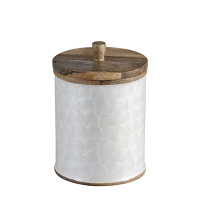 Mango Wood Canister Set of 2 Nested Pack - Natural & White-A - Natural & White - Imagen 2