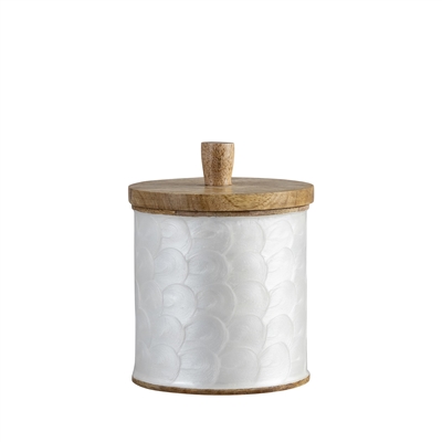 Mango Wood Canister Set of 2 Nested Pack - Natural & White-A - Natural & White - Imagen 5