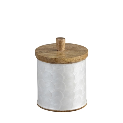Mango Wood Canister Set of 2 Nested Pack - Natural & White-A - Natural & White - Imagen 6