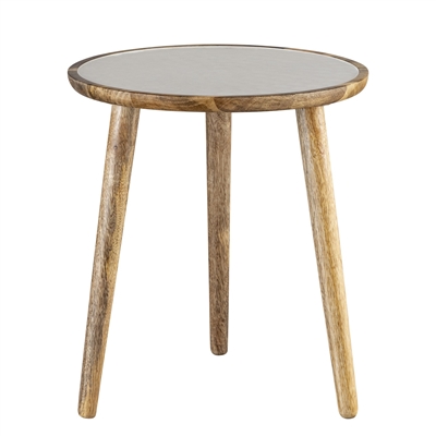 Mango Wood Side Table Set of 2 - Natural & White -A - Natural & White