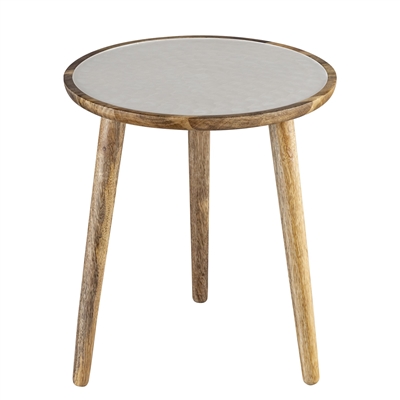 Mango Wood Side Table Set of 2 - Natural & White -A - Natural & White - Imagen 2