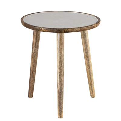 Mango Wood Side Table Set of 2 - Natural & White -A - Natural & White - Imagen 3