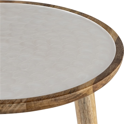 Mango Wood Side Table Set of 2 - Natural & White -A - Natural & White - Imagen 4