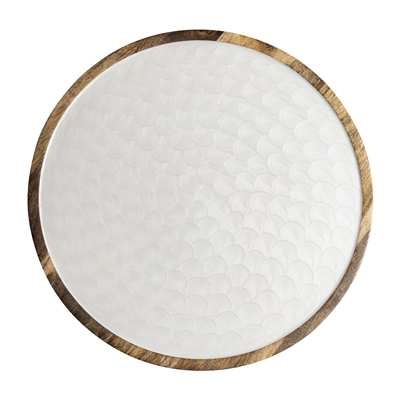 Mango Wood Side Table Set of 2 - Natural & White -A - Natural & White - Imagen 5