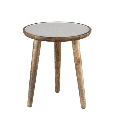 Mango Wood Side Table Set of 2 - Natural & White -A - Natural & White - Imagen 6