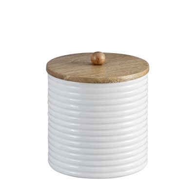 Mango Wood Canister Set of 2 - Natural & White -A - Natural & White - Imagen 2