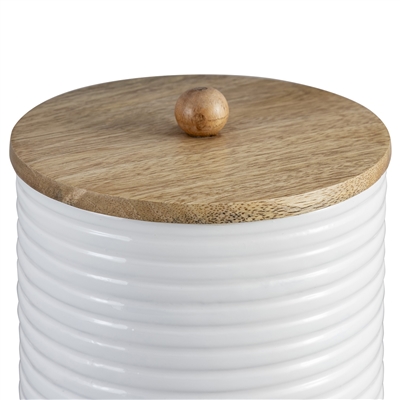 Mango Wood Canister Set of 2 - Natural & White -A - Natural & White - Imagen 3