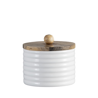 Mango Wood Canister Set of 2 - Natural & White -A - Natural & White - Imagen 5
