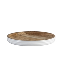 Mango Wood Round Platters Set Of 2 - Natural & White -A - Natural & White