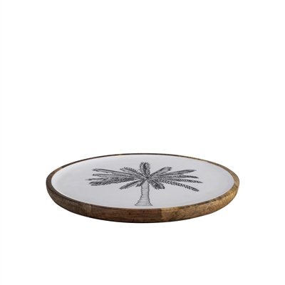 Mango Wood Plate w/Print - Natural & Print -A - Natural & Print
