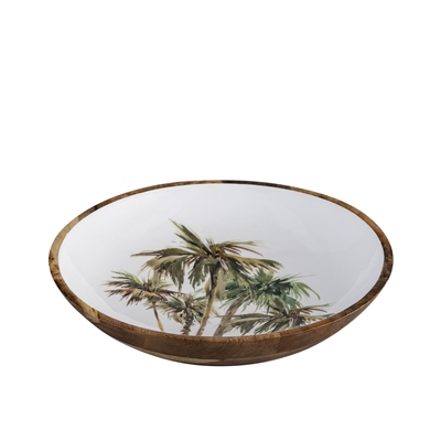 Mango Wood Large Round Bowl - Natural & Print -A - Natural & Print - Imagen 3