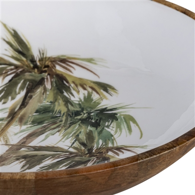 Mango Wood Large Round Bowl - Natural & Print -A - Natural & Print - Imagen 4