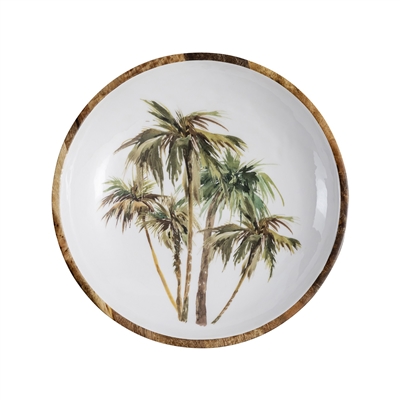 Mango Wood Large Round Bowl - Natural & Print -A - Natural & Print - Imagen 5