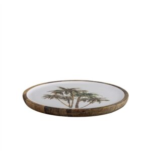 Mango Wood Plate - Natural & Print -A - Natural & Print