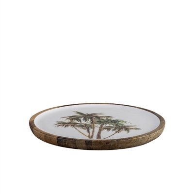 Mango Wood Plate - Natural & Print -A - Natural & Print