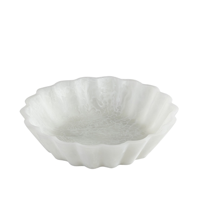 White Resin Flower Bowl Set of 2 - White -ST - White - White - Imagen 3