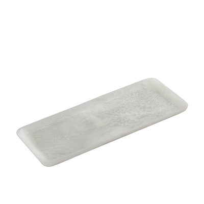 White Resin Rectangle Platter Set of 2 - White -ST - White - White - Imagen 2