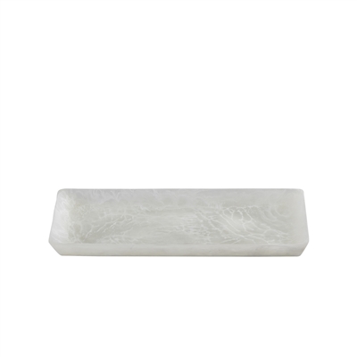 White Resin Rectangle Platter Set of 2 - White -ST - White - White - Imagen 4