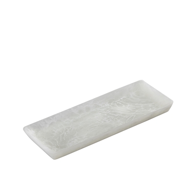 White Resin Rectangle Platter Set of 2 - White -ST - White - White - Imagen 5