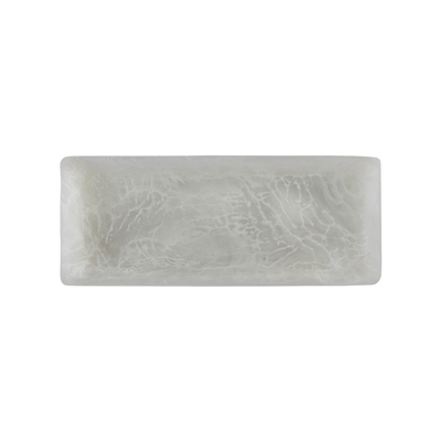 White Resin Rectangle Platter Set of 2 - White -ST - White - White - Imagen 6
