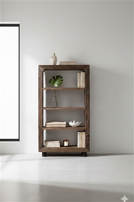 Wood Bookshelf 4 Tier H 71" & L 39.5" - Natural - Imagen 5