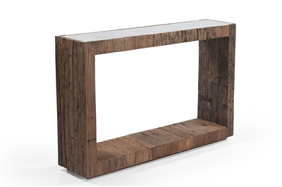 Wood Console Table with Marble Top H 34.5" & L 46" - Wood Natural/ White - Imagen 2